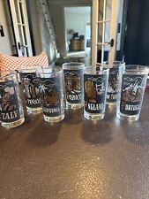 TWA Vintage Glasses Destination Countries Set of 7 Germany France Italy NY CA picture