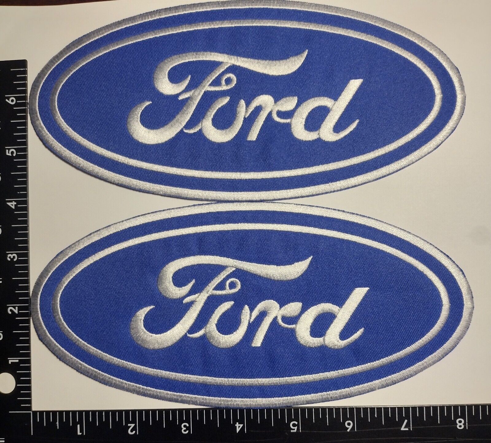 Set of 2 Ford  Classic Blue / Black Iron Sew On Embroidered Patch, Est. 8.2\