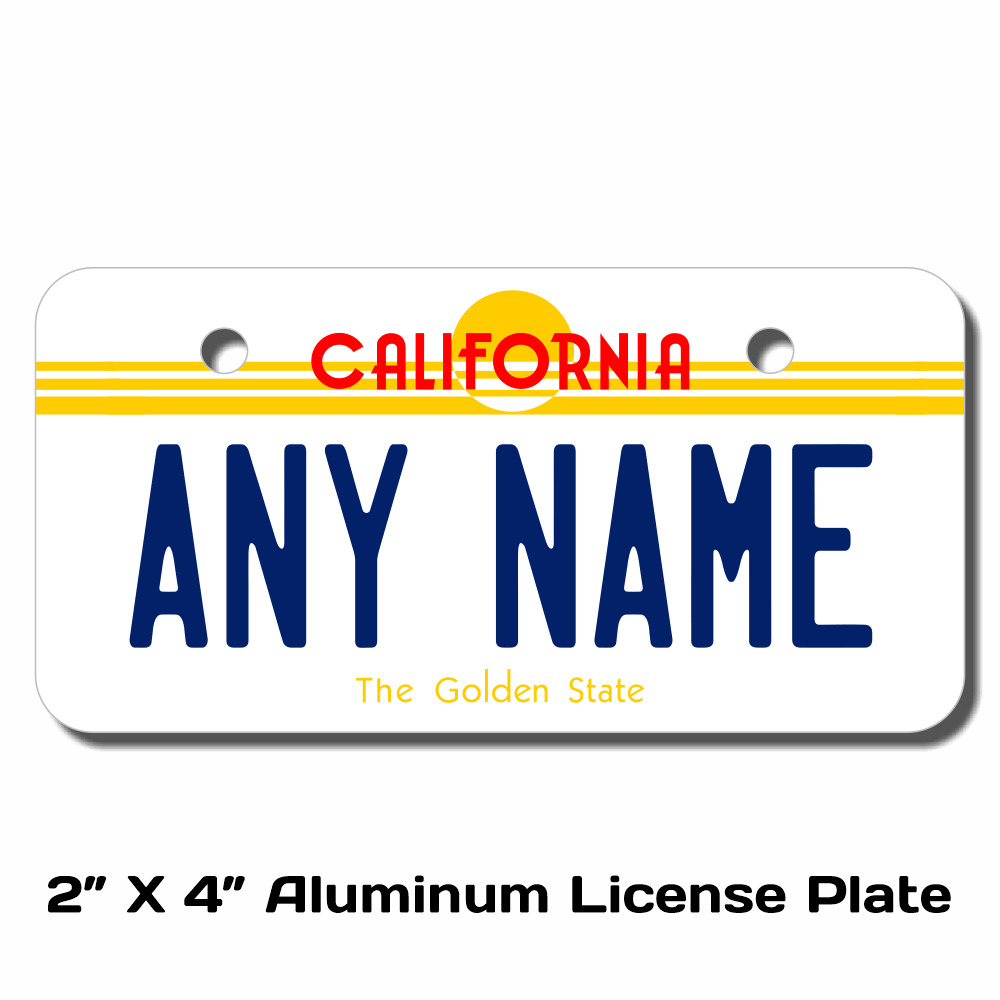 Personalized California License Plate for Bicycles, Kid's Bikes, Cars Ver 2