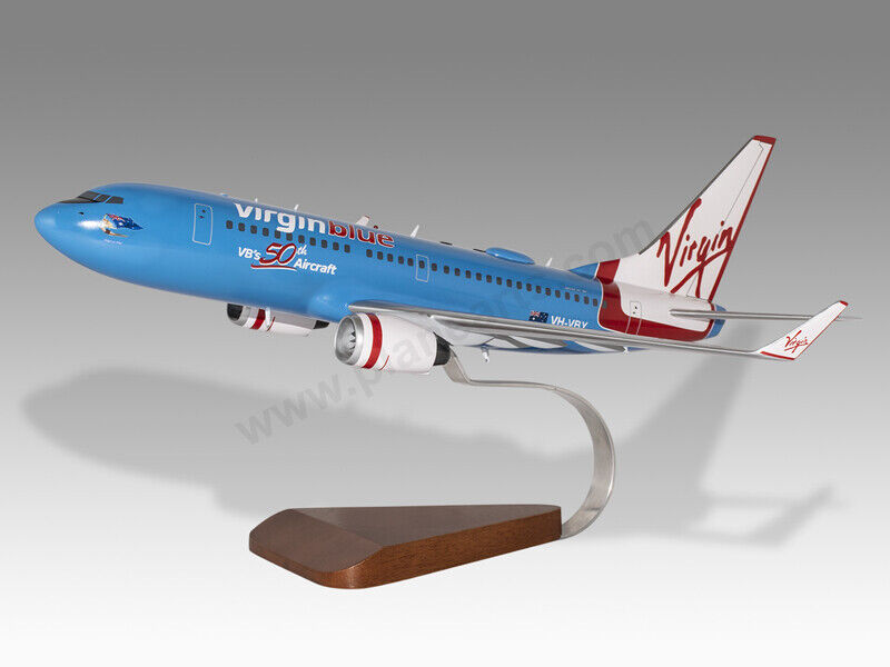 Boeing 737-700 Virgin Blue 50th Solid Mahogany Wood Handcrafted Display Model