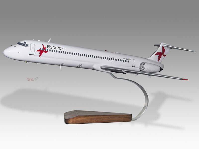 McDonnell Douglas MD-83 FlyNordic Solid Mahogany Wood Handcrafted Display Model