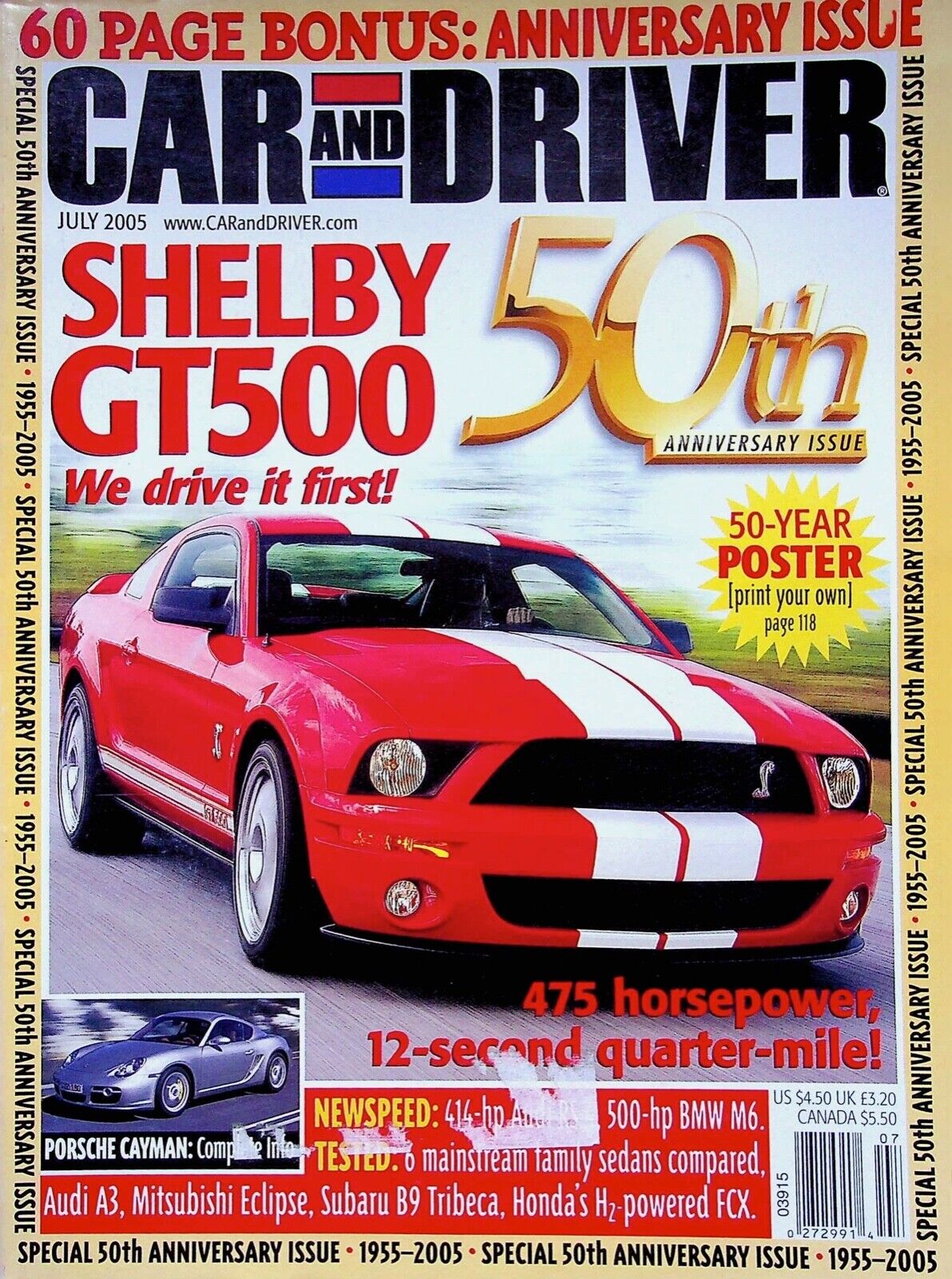 SHELBY GT500  - ROAD AND DRIVER, JULY VOLUME 51, NUMBER 1, 2005 GOOD USED SHAPE