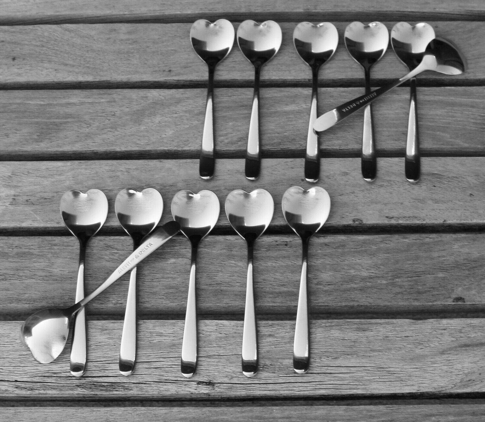 Spoons Alessi Delta Spoon Lot of 12 HEART-SHAPED Coffee Tea Dessert 5