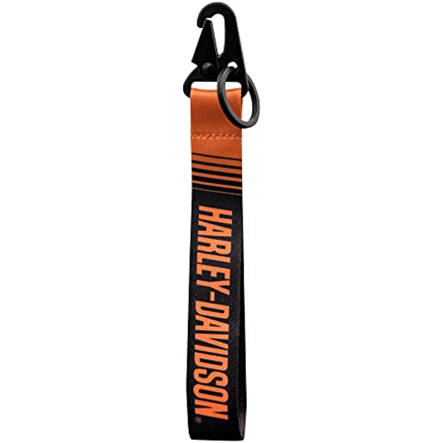 Classic Orange Harley-Davidson Text Wristlet Lanyard Style Key Chain 4532