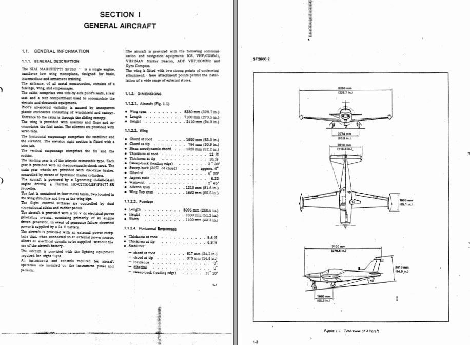  SIAI Marchetti SF.260 Maintenance Manual 1970's Aermacchi detail archive F-260