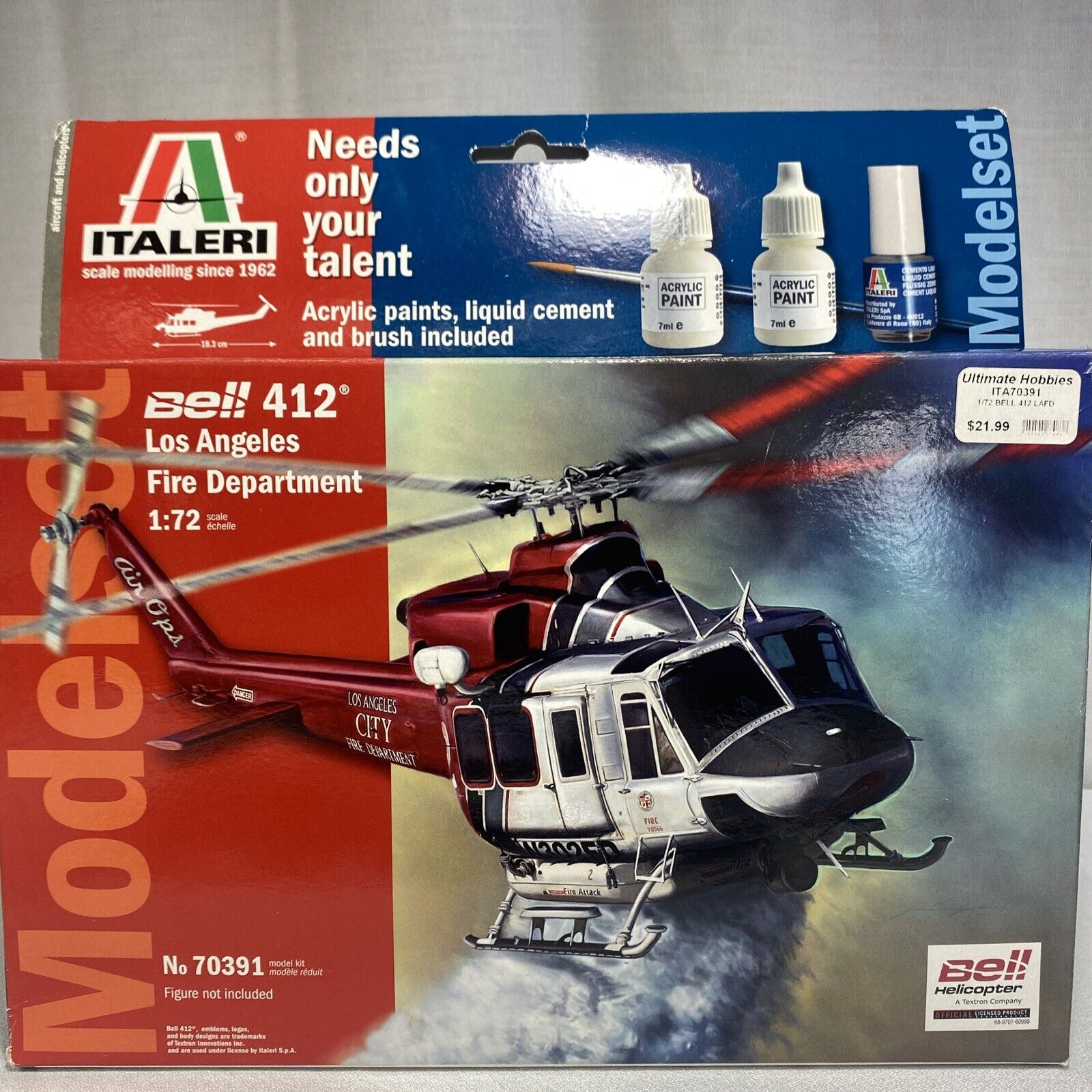 ITALERI Scale 1:72 Bell 412 Los Angeles Fire Department No 70391 NOB