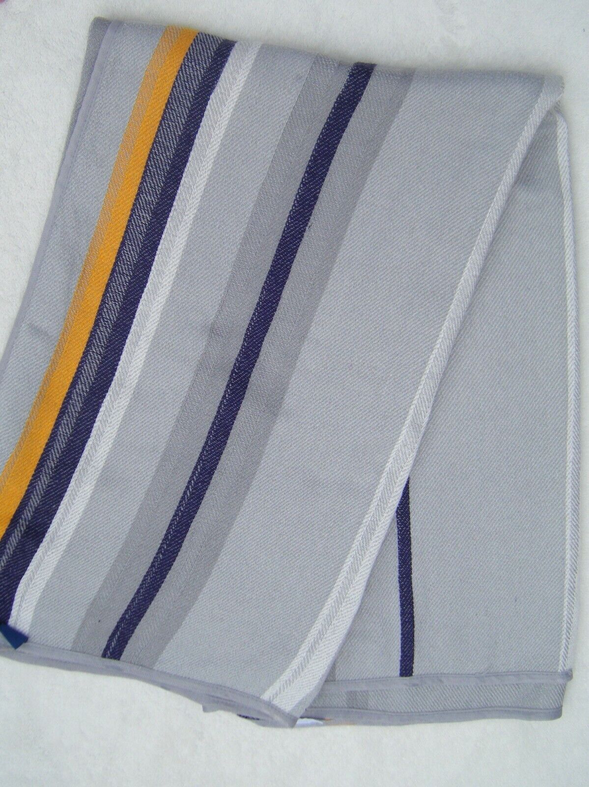 Lufthansa Airlines Gray Blue Yellow Striped Throw Blanket 40\