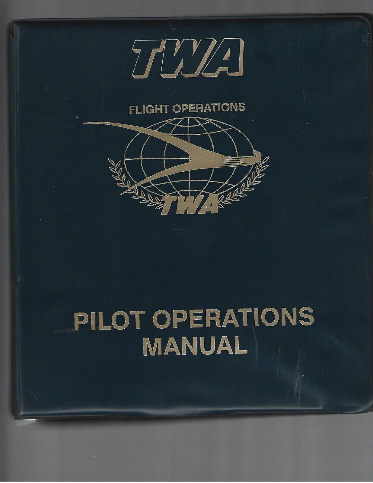 Vintage TWA Pilot Operations Manual Blue 7-Ring Binder Gold & Blue TWA Logo
