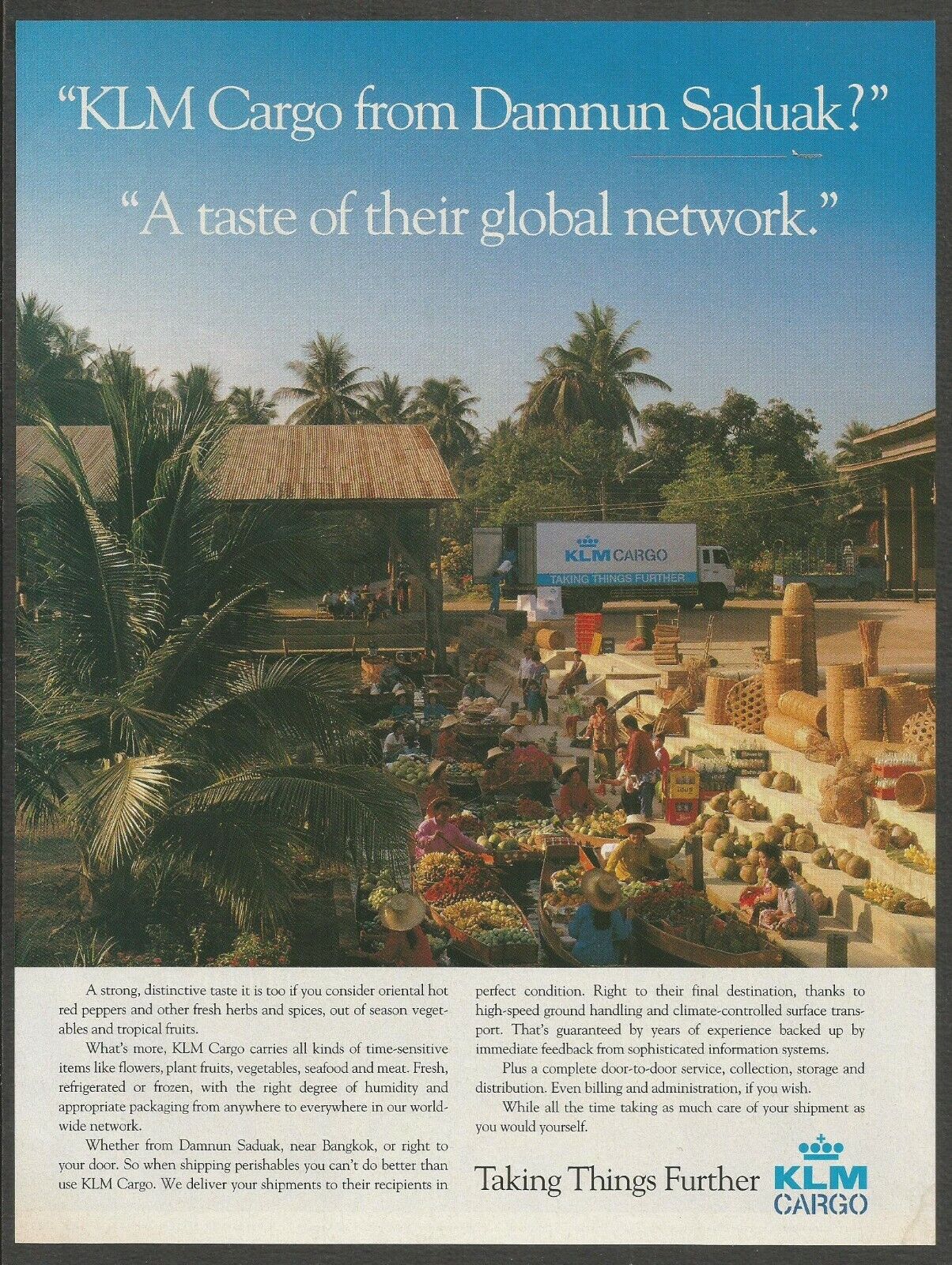 KLM . Cargo from Damnun Saduak ? - 1996 Airlines Print Ad