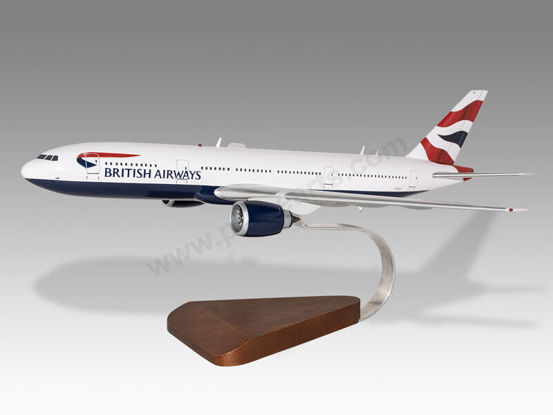 Boeing 777-200 British Airways Ver.2 Solid Mahogany Wood Handmade Desktop Model
