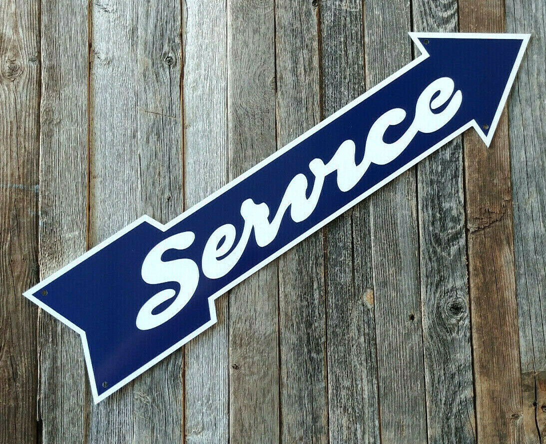 Garage Service Sign - Old Fashioned Arrow - Aluminum - New Retro Style Gas Decor