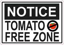 5in x 3.5in Tomato Free Zone Vinyl Sticker Allergy Safety Business Sign Decal picture