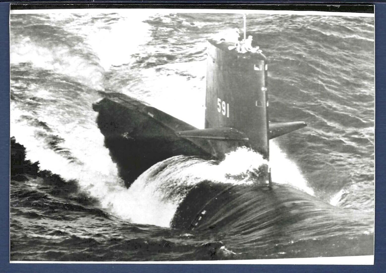 U.S.S. SHARK SSN-591 Nuclear-Powered Submarine BW Real Photo
