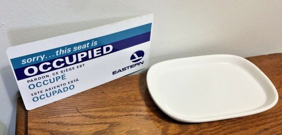 Vintage TWA Rectangular Serving Piece & EASTERN Airlines Reserved/Occupied Sign