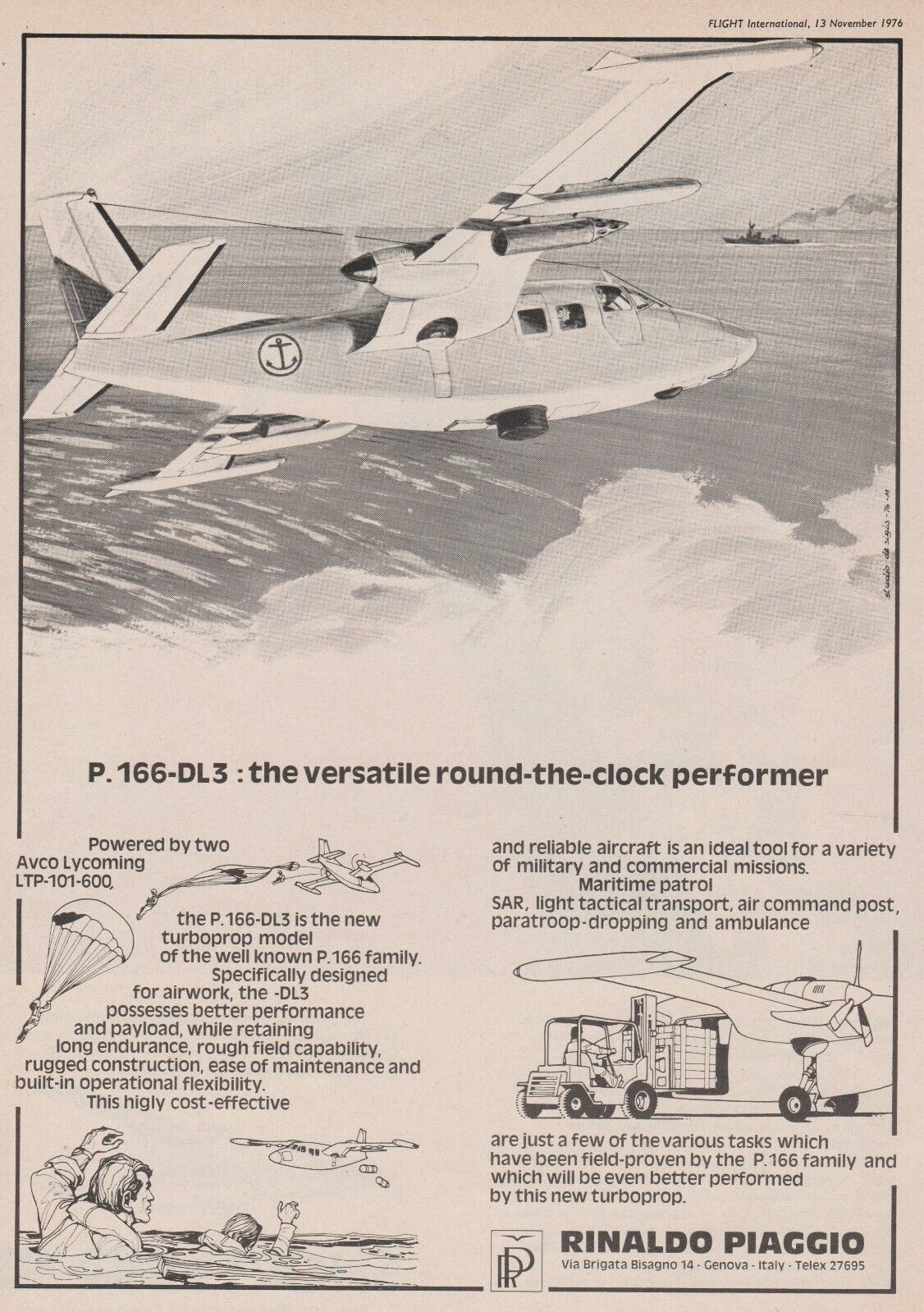 Aviation Magazine Print - Piaggio P. 166 (1976)