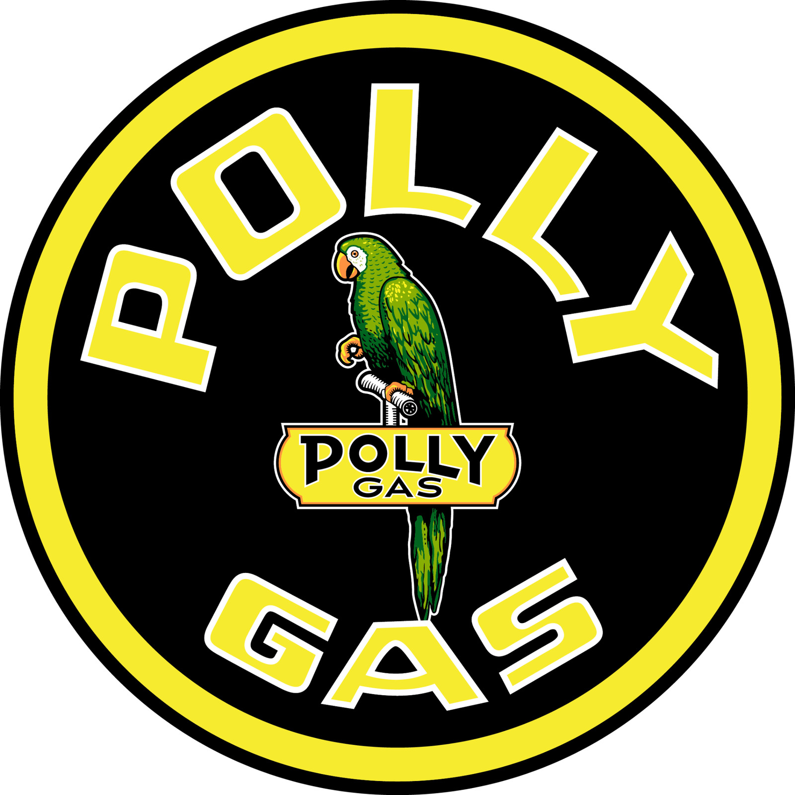 Polly Gas Parrot Circle OIL sticker Vinyl Decal |10 Sizes TRACKING 