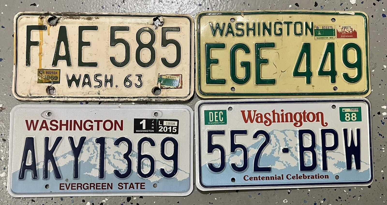 1963 1969 1973 1988 2015 Washington license plate Lot 4 Plates