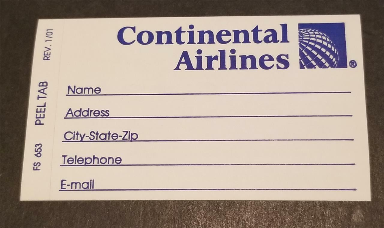 CONTINENTAL AIRLINES 1980s Baggage Sticker Unused