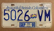 British Columbia Canada license plate, original used picture