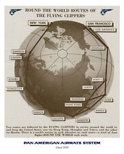 Pan American Airways System Map c.1939 ((8.5
