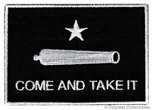 COME AND TAKE IT BLACK FLAG PATCH TEXAS REVOLUTION IRON-ON EMBROIDERED GONZALES