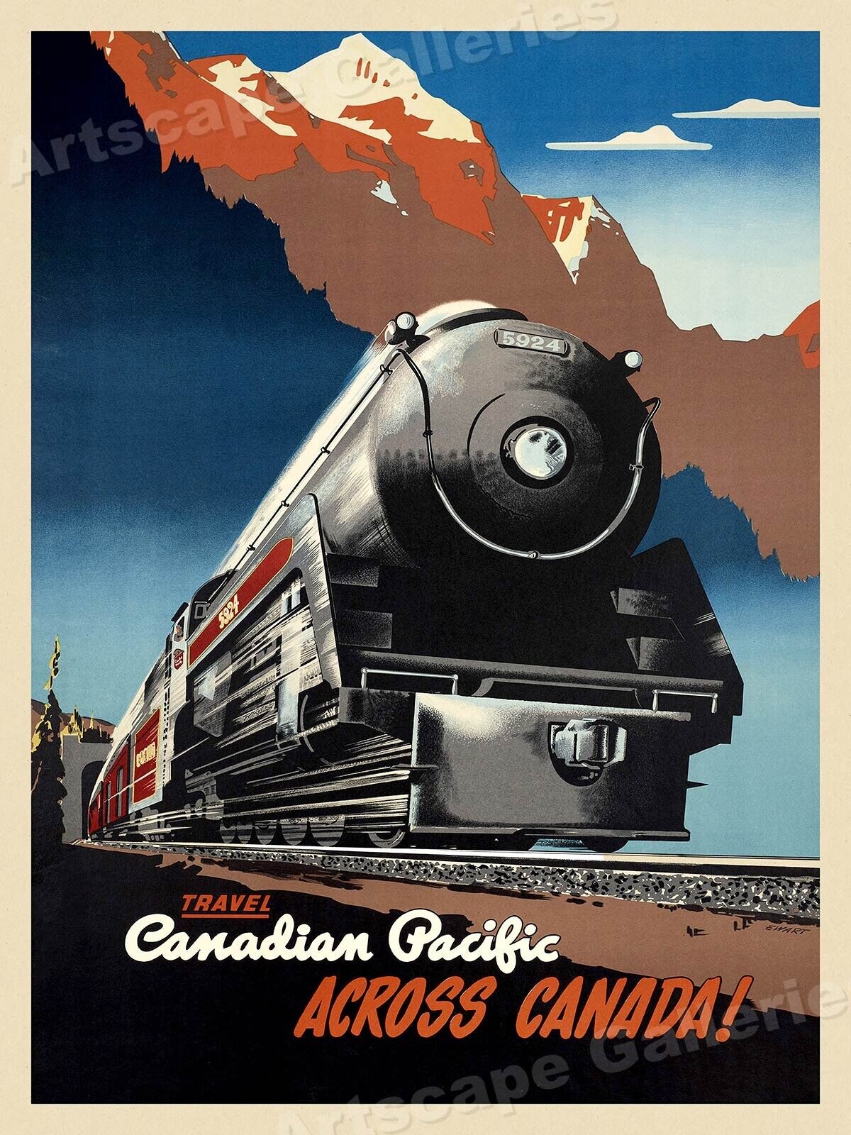 Canadian Pacific Across Canada 1940s Vintage Style Travel Poster - 20x28