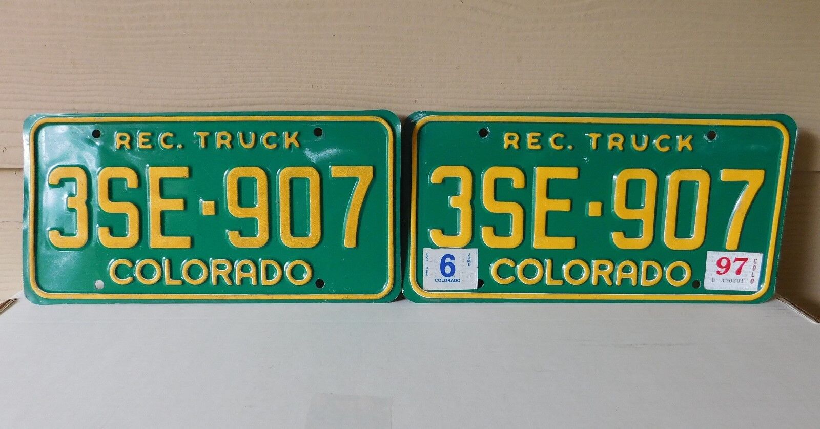 Pair of 1997 Colorado Recreational Truck License Plates 