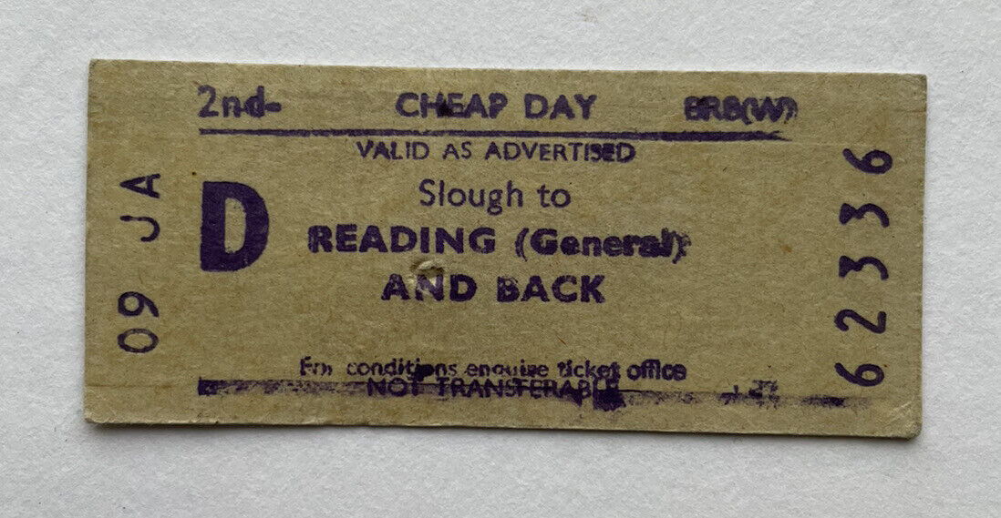 Vintage 1960s British Rail Train Ticket SLOUGH to READING 62336