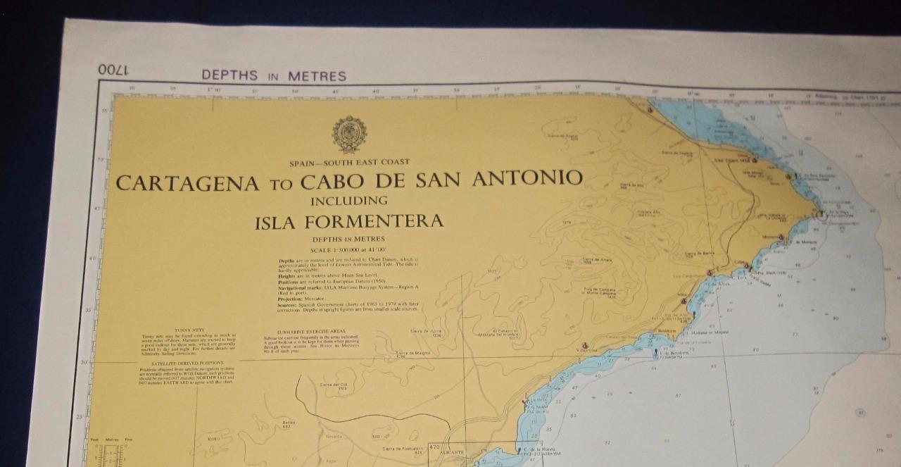 Admiralty Charts Map #1700 Cartagena to Cabo de San Antonio Formentera, 1996 ed.