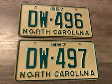 Lot of 2 North Carolina Licenses License Plate 1967 Consecutive Numbers picture