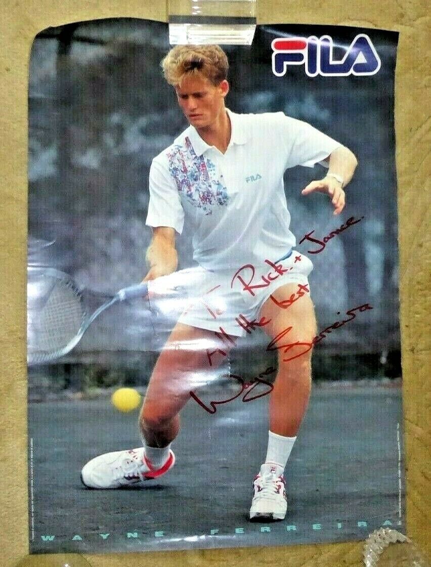 VINTAGE POSTER INSCRIBED SIGNED BY TENNIS PLAYER  WAYNE FERREIRA SOUTH AFRICA
