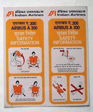INDIAN AIRLINES  AIRBUS A-300 (B4) SAFETY CARD picture