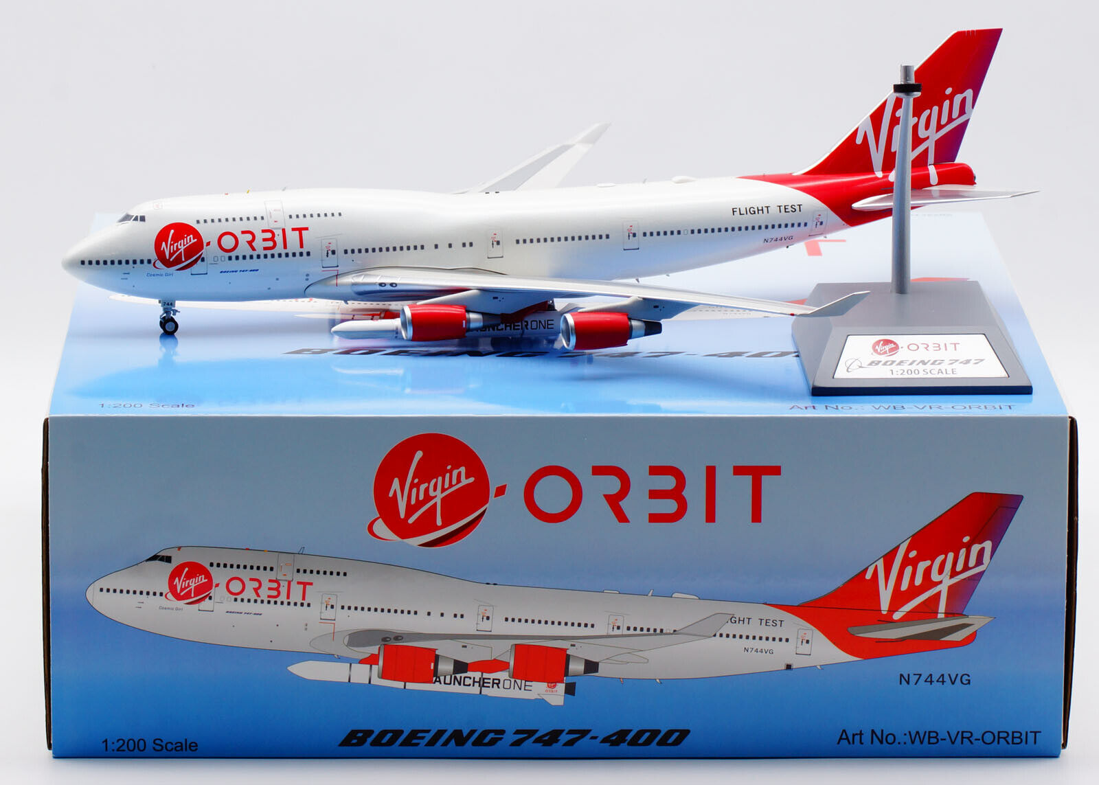 B-Models 1:200 Virgin Orbit Boeing B747-400 Diecast Aircraft Jet Model N744VG