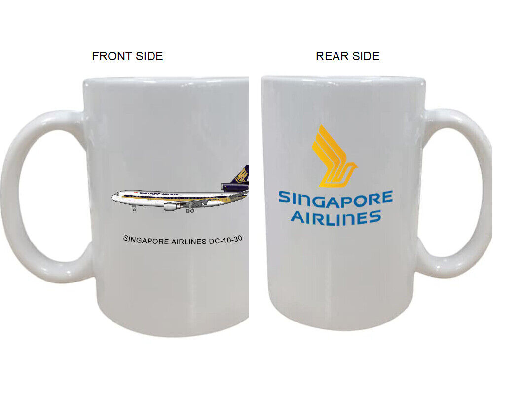 Singapore Airlines DC-10-30 Jet & Logo Travel Souvenir Pilot Coffee Mug Cup 