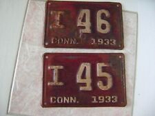 CONN LICENSE PLATE 1933 AS PICTURED  #I45 2 PLATES   STEEL picture