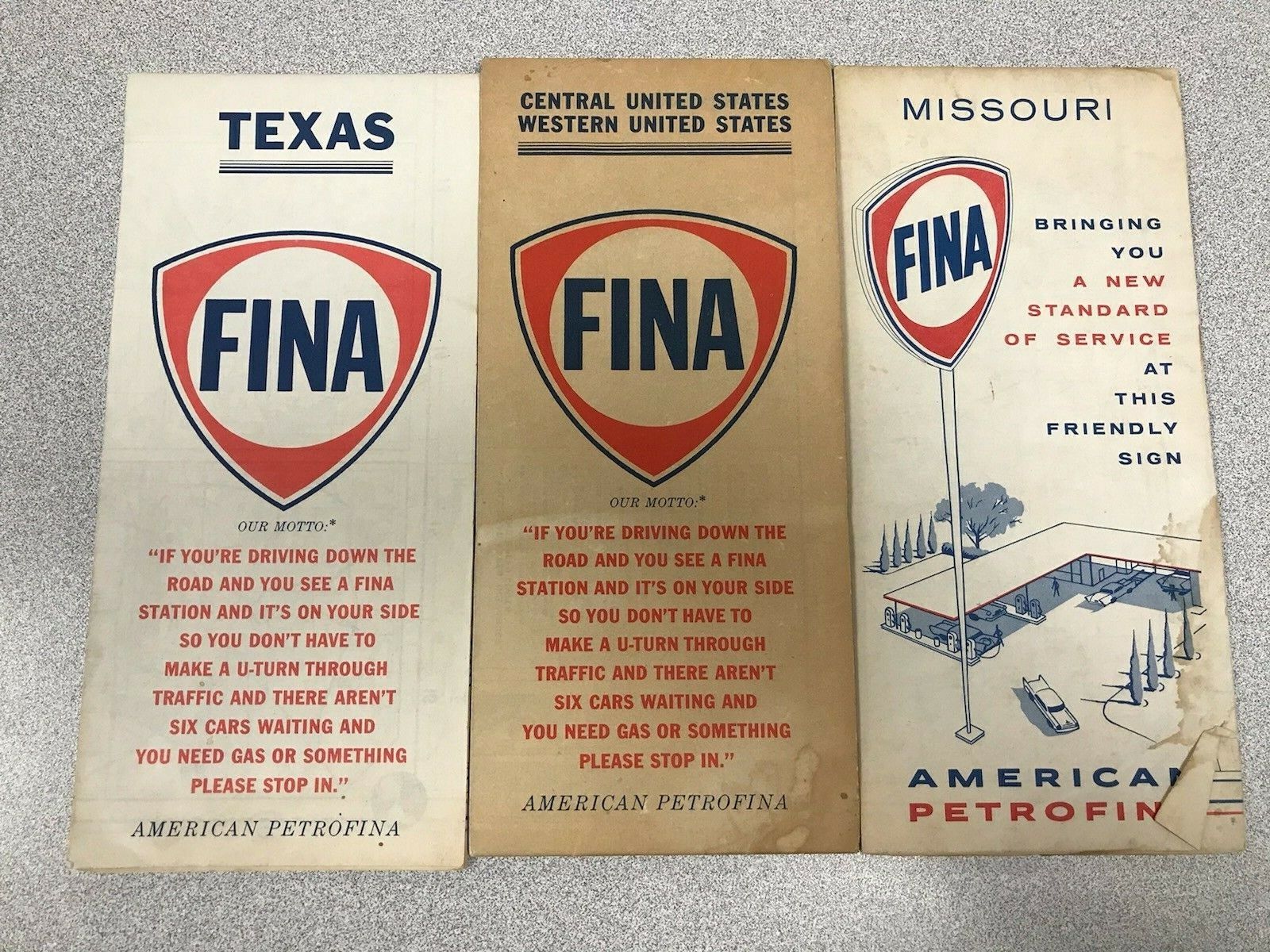 3 American Petrofina FINA Road Maps 1960\'s