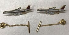 TWA Trans World Airlines Jet Airplane Tie Tack Pin Bar Chain Lapel 2.25