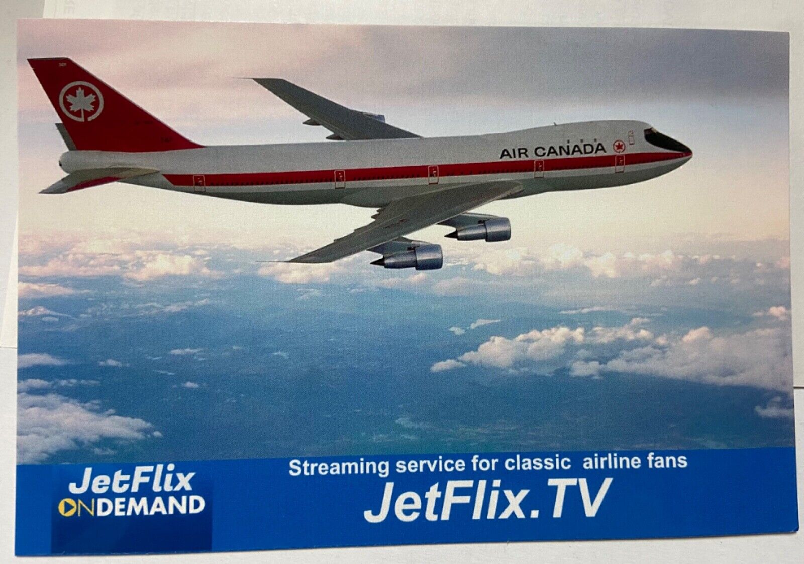 Air Canada Boeing 747 classic air-to-air airline aircraft postcard