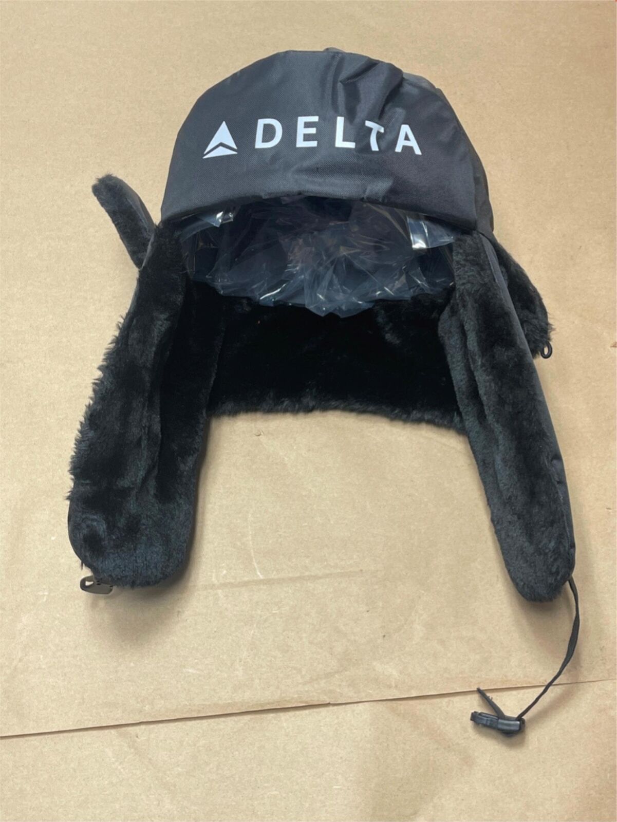 Delta Airlines Classic Trapper Hat Black L/XL N-Ferno 6802Z w/ Hard Bump Cap