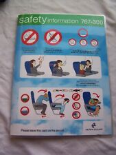 AIR NEW ZEALAND BOEING 767-300 SAFETY CARD picture