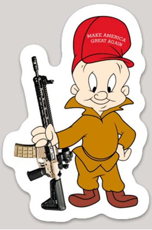 Trump 2024 Elmer Fudd Cartoon Make America Great Again Die Cut Sticker