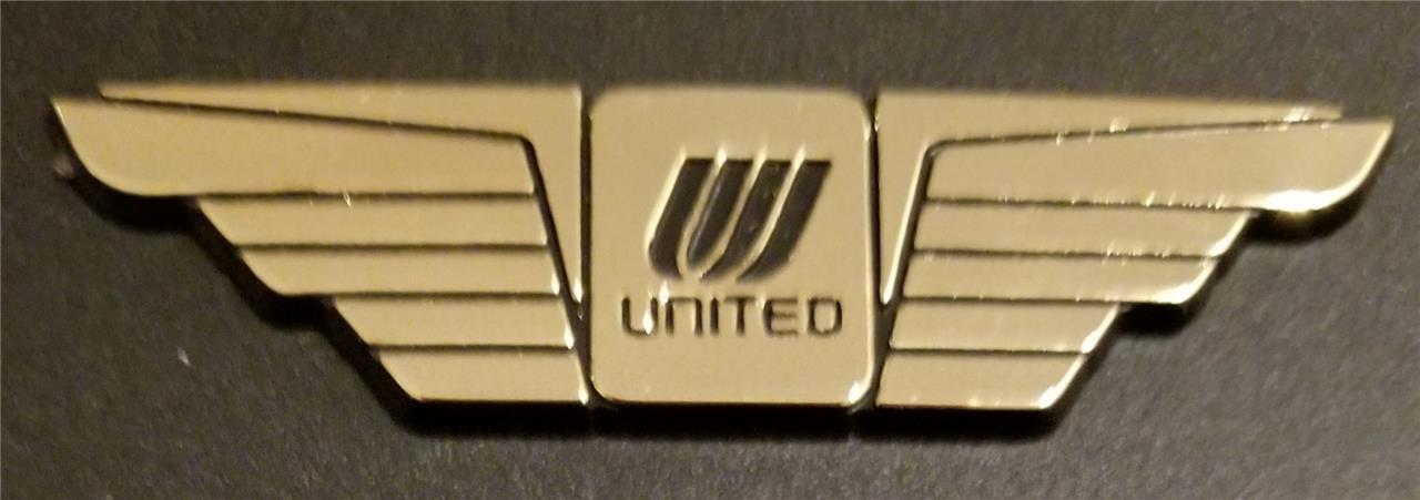United Airlines Plastic Flight Attendant Pilot Wings Sticker Back