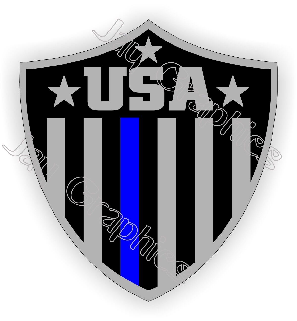 American Flag USA Police Shield Hard Hat Sticker | Thin Blue Line Helmet Decal