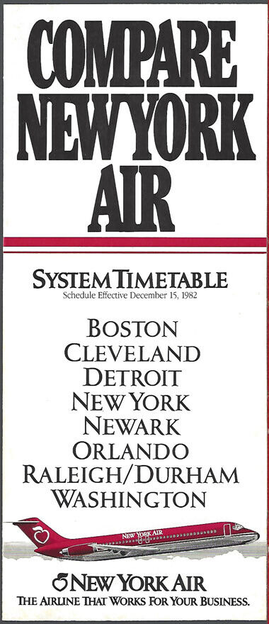 New York Air system timetable 12/15/82 [9111] Buy 4+ save 25%