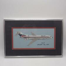 Vintage Boeing 727 Delta Embroidered Cross Stitch Framed Airplane Art picture
