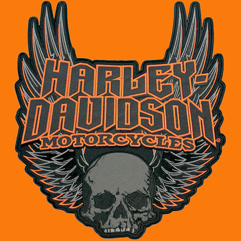 HARLEY DAVIDSON GOTHIC SKULL WINGS 11 5/8 INCH (XXL) HARLEY PATCH 