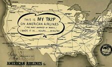 American Airlines This is my Trip Unused Route Map Vintage Postcard picture