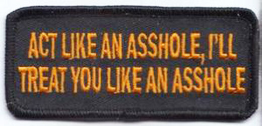 Act Like An ASS  I\'ll Treat You EMROIDERED FUNNY BIKER PATCH 