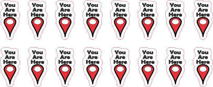 .5in x 1in You Are Here Pointer Stickers Car Truck Vehicle Bumper Decal