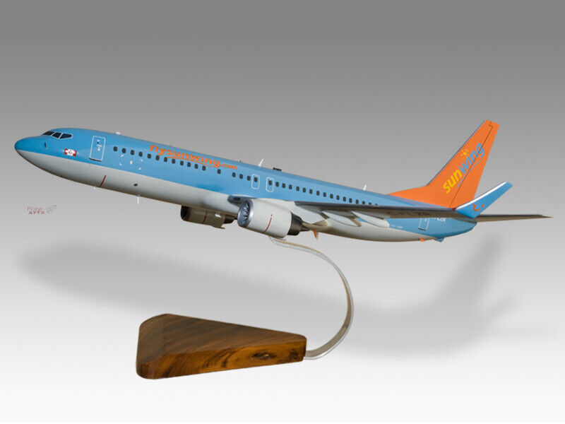Boeing 737-800 Sunwing Ver.2 Solid Mahogany Wood Handcrafted Display Model